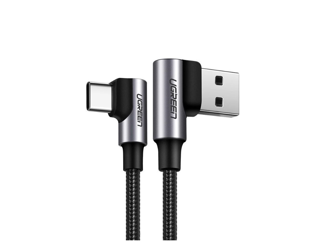 Кабель UGREEN US335 70696 Угловой USB-C M/M 1м Черный