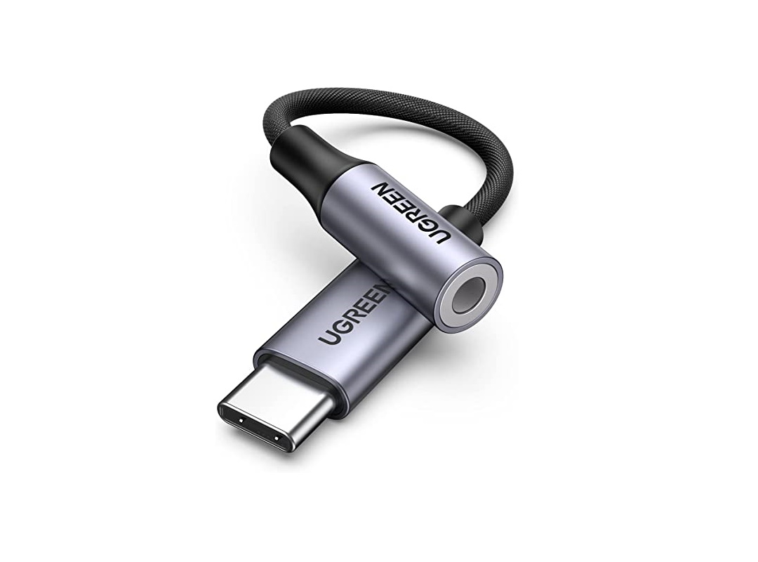 Кабель UGREEN AV161 80154 USB-C — 3,5 мм M/F 10 см «серый космос»