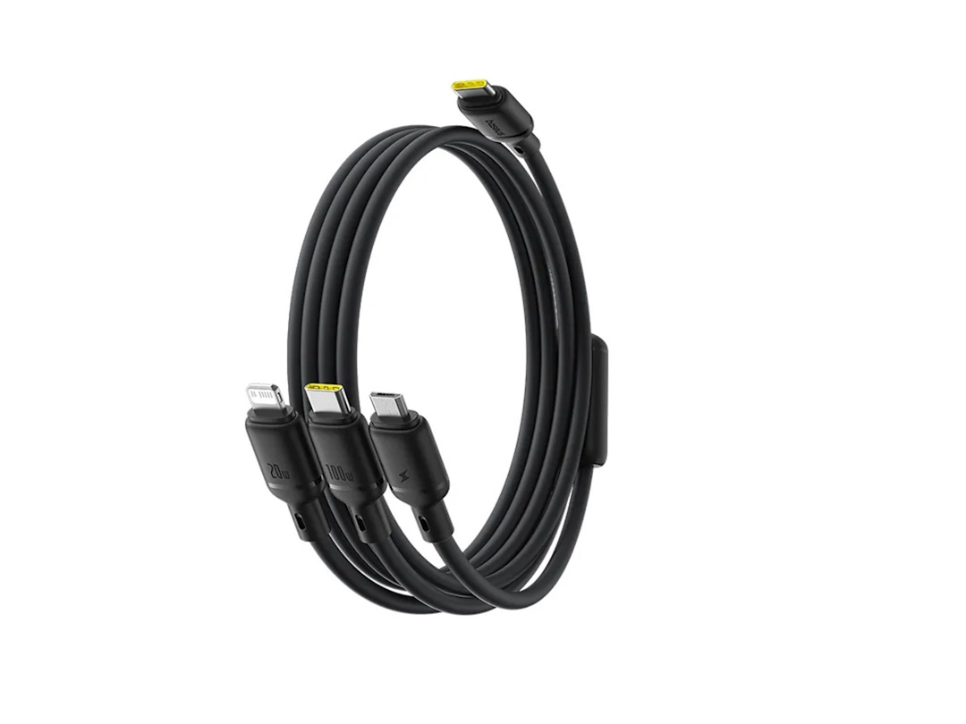 Кабель OS-Baseus Silky One-for-Three Fast Charging 100 Вт 1,5 м Cosmic Black P10377706123-00